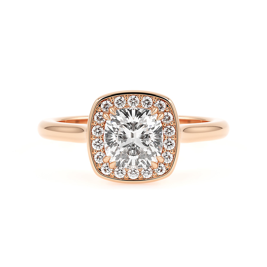 Classic cushion diamond halo ring
