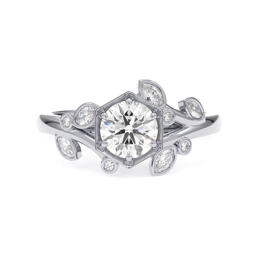 Floral round and marquise diamond ring