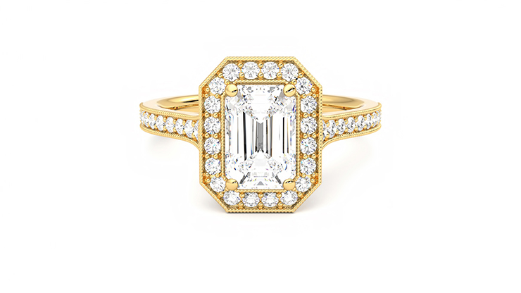 Taylor & Hart Talisman Emerald Engagement Ring 360 detail 01