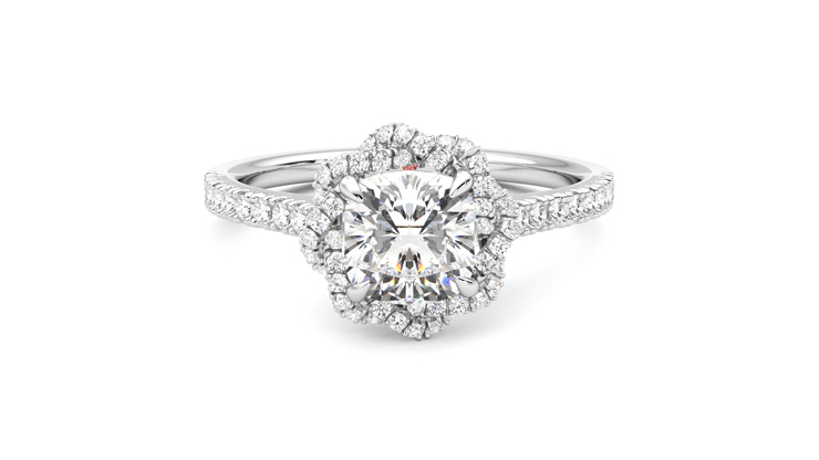 Taylor & Hart Entwine Cushion Engagement Ring 360 detail 01
