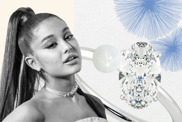 Ariana Grande pearl and diamond moi et toi engagement ring