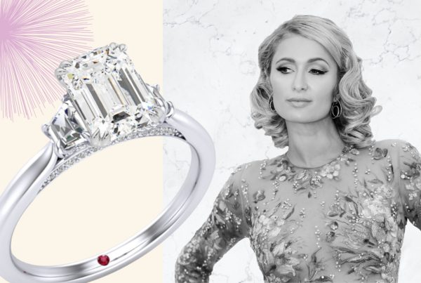 Paris Hilton trilogy emerald diamond engagement ring
