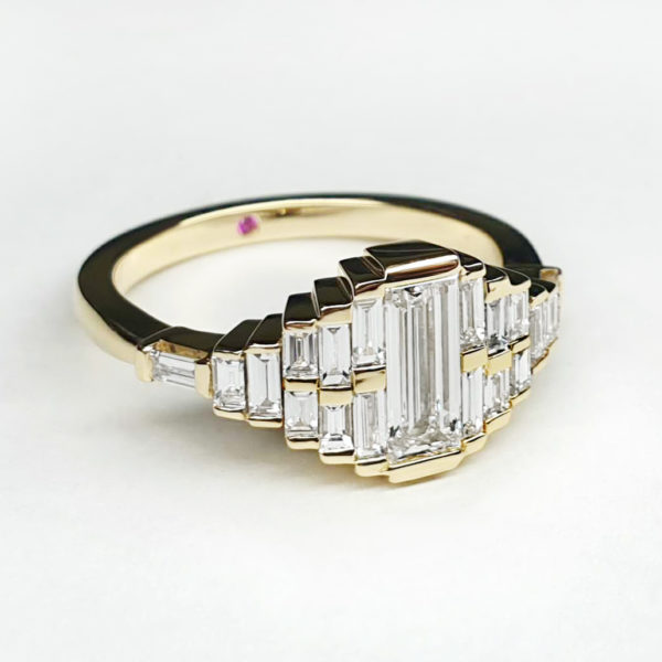 baguette diamond cluster engagement ring