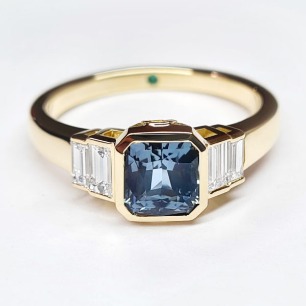 teal sapphire bezel engagement ring
