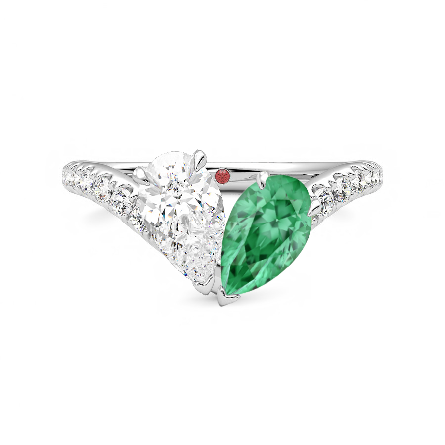 Megan fox emerald and diamond toi et moi ring