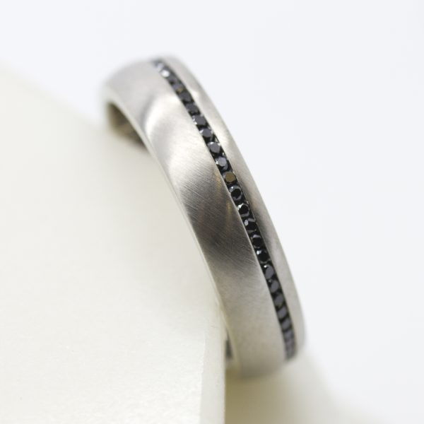black diamond pave mens wedding ring