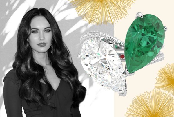 Megan fox engagement ring emerald and diamond
