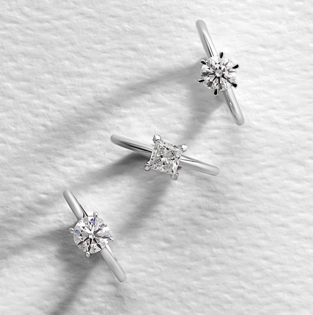 different claw settings on solitaire rings