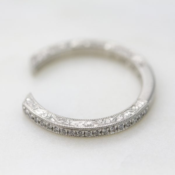 hand engraved wedding band with milgrain