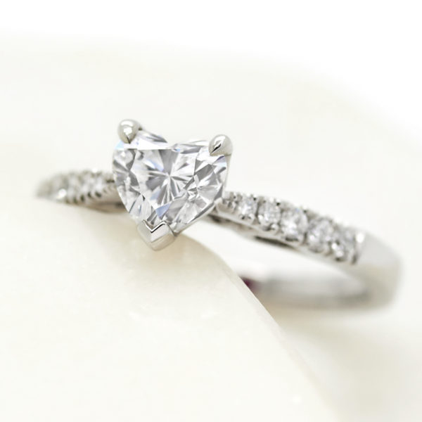 heart shape diamond engagment ring with pave diamonds2
