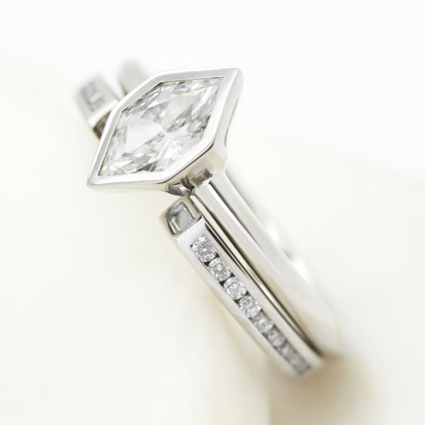hexagonal diamond engagement ring