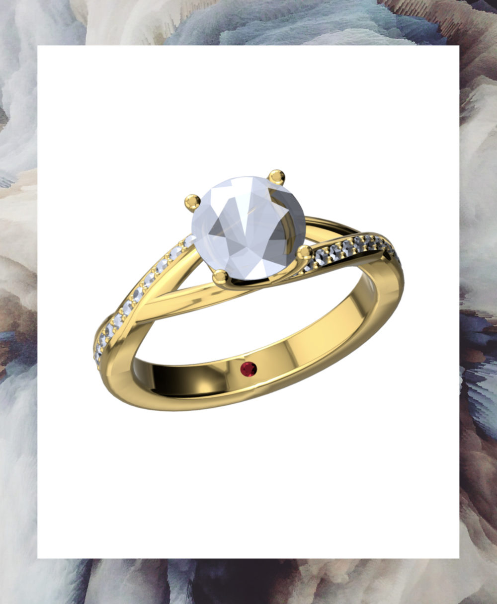 Diamond engagement ring 3D CAD rendering