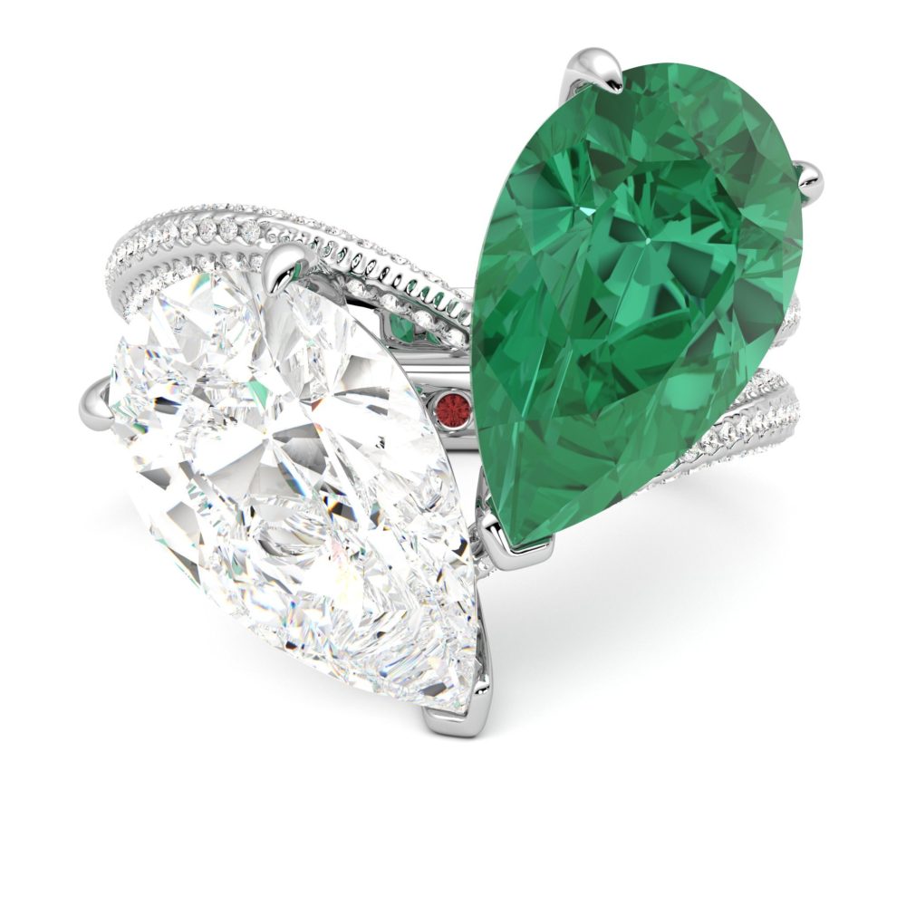 Emerald and diamond toi et moi engagement ring megan fox