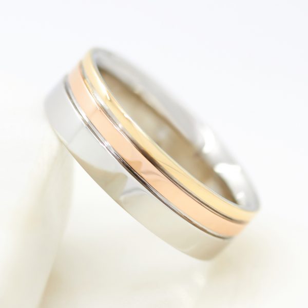 mixed metal mens wedding ring