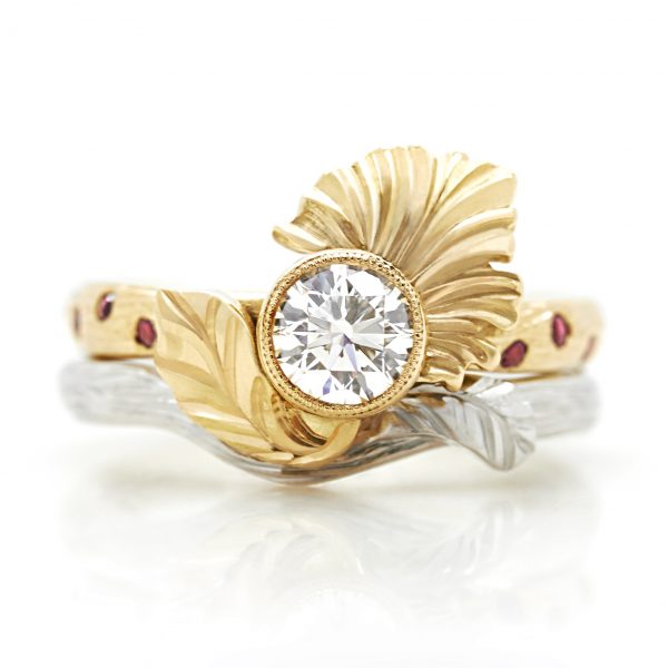 organic leaf engagement rings
