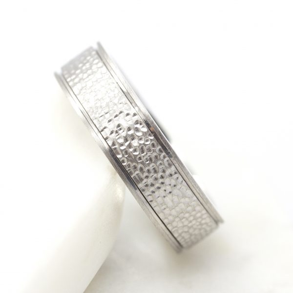 pebble finish platinum wedding ring band