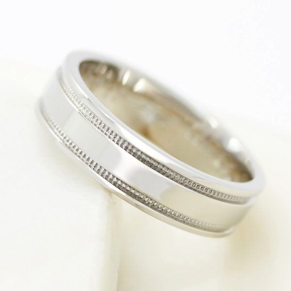 polished and milgrain mens wedding ring