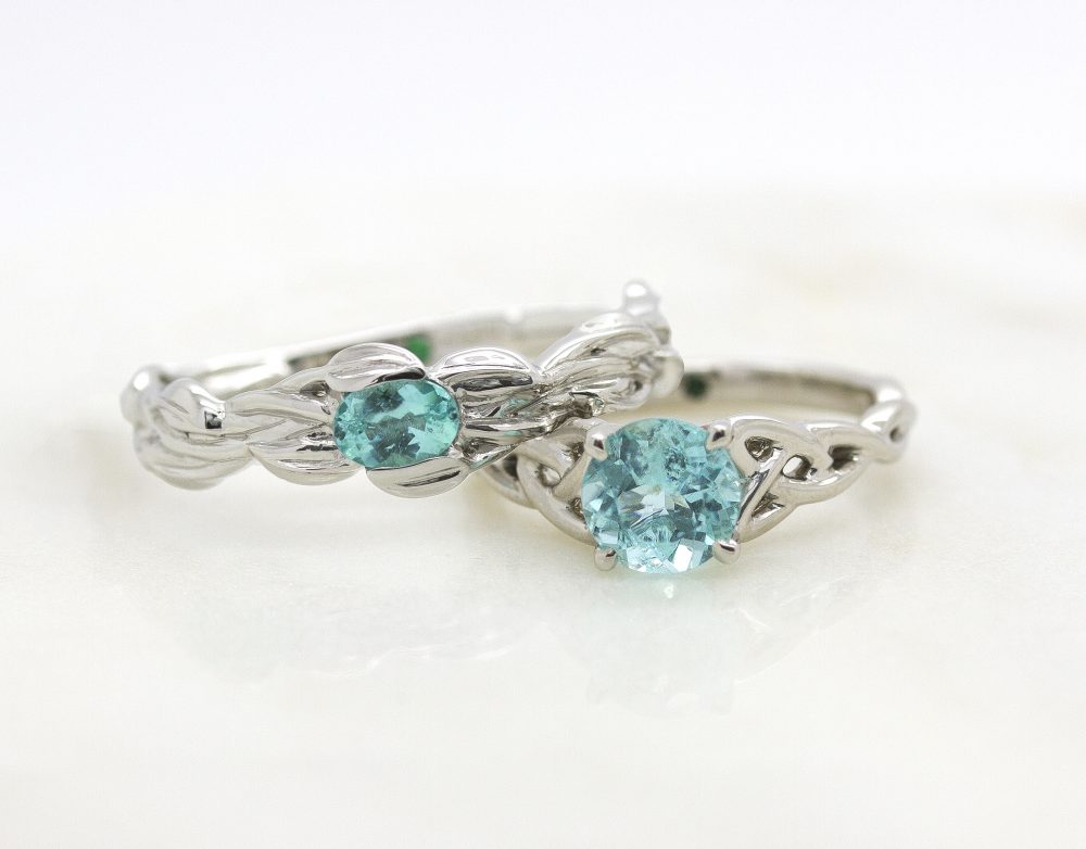 matching paraiba tourmaline engagement rings