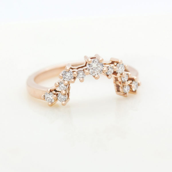 Rose gold round diamond wedding band