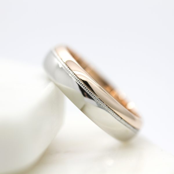 two tone mixed metal wedding ring platinum and rose gold