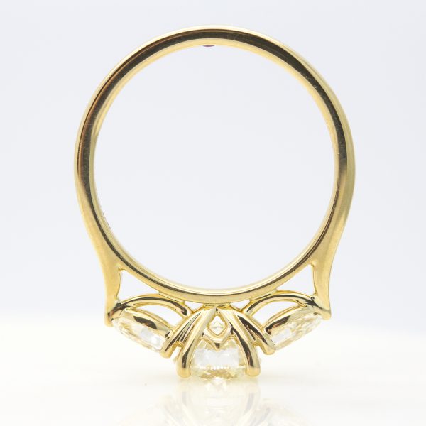 yellow gold diamond trilogy engagement ring